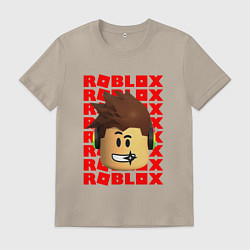 Футболка хлопковая мужская ROBLOX RED LOGO LEGO FACE, цвет: миндальный