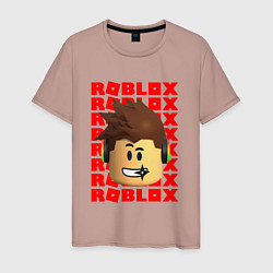 Мужская футболка ROBLOX RED LOGO LEGO FACE