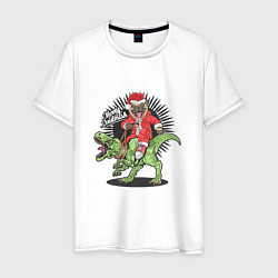 Мужская футболка Мопс на Динозавре Новый год 2022