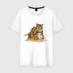 Мужская футболка Тигрица с игривым тигрёнком