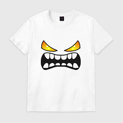 Футболка хлопковая мужская Geometry Dash: Demon Face, цвет: белый