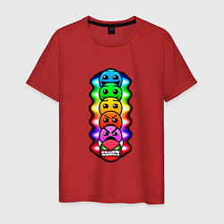 Футболка хлопковая мужская Geometry Dash: Smiles, цвет: красный