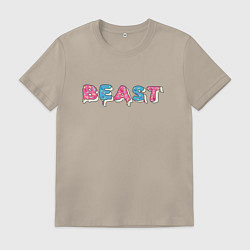 Футболка хлопковая мужская Mr Beast - Art 1, цвет: миндальный