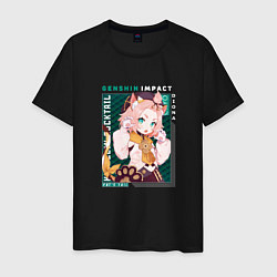 Мужская футболка Диона Diona милый котенок, Genshin Impact