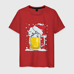 Мужская футболка Новогодняя кружка пивасика