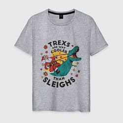 Футболка хлопковая мужская T-Rex Christmas, цвет: меланж