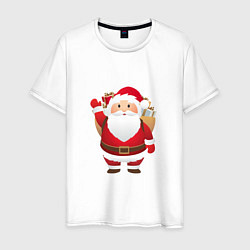 Футболка хлопковая мужская Санта-Клаус подарки, цвет: белый