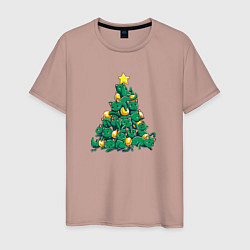 Мужская футболка Christmas Tree Made Of Green Cats