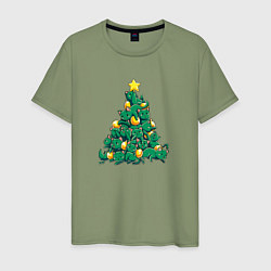 Мужская футболка Christmas Tree Made Of Green Cats
