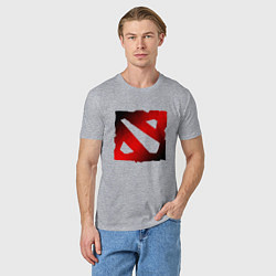 Футболка хлопковая мужская ЧЁРНО КРАСНОЕ ЛОГО ДОТА 2 DOTA 2 LOGO, цвет: меланж — фото 2