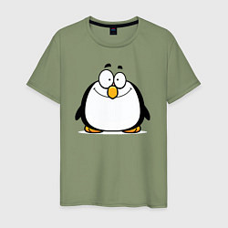 Футболка хлопковая мужская Глазастый пингвин, цвет: авокадо