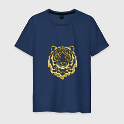 Футболка хлопковая мужская Символ года тигренок золотой на удачу, цвет: тёмно-синий