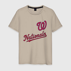 Футболка хлопковая мужская Washington Nationals - baseball team!, цвет: миндальный