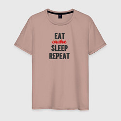 Мужская футболка Eat оливье Sleep Repeat