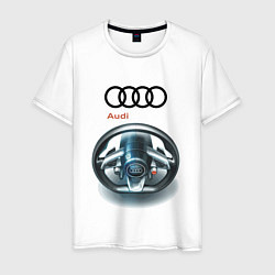 Мужская футболка Audi - car steering wheel