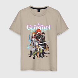 Мужская футболка GENSHIN IMPACT HEROES NEON LOGO