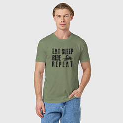 Футболка хлопковая мужская Eat, sleep, ride, repeat, цвет: авокадо — фото 2