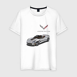 Футболка хлопковая мужская Chevrolet Corvette - Racing team, цвет: белый