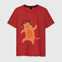 Мужская футболка Котик в наушниках 2022