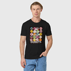 Футболка хлопковая мужская Keep Calm And Eat Donuts, цвет: черный — фото 2