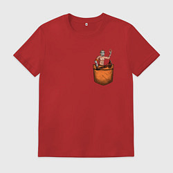 Футболка хлопковая мужская Крэйг в кармане, цвет: красный