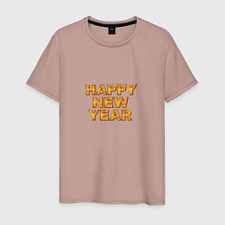 Мужская футболка С Новым Годом золотыми буквами