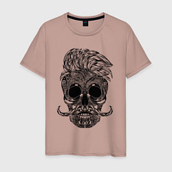 Футболка хлопковая мужская Skull hipster, цвет: пыльно-розовый