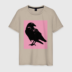 Мужская футболка Ворона на розовом