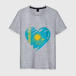 Футболка хлопковая мужская Kazakhstan Heart, цвет: меланж