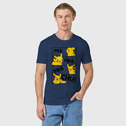 Футболка хлопковая мужская Пика Пика Пикачу Pikachu, цвет: тёмно-синий — фото 2