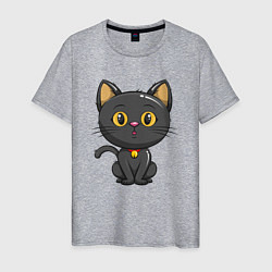 Мужская футболка Черный маленький котенок