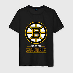 Футболка хлопковая мужская Boston Bruins , Бостон Брюинз, цвет: черный