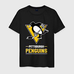 Футболка хлопковая мужская Питтсбург Пингвинз , Pittsburgh Penguins, цвет: черный