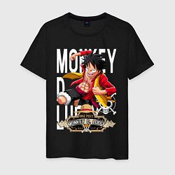 Футболка хлопковая мужская One Piece Monkey Большой Куш Манки, цвет: черный