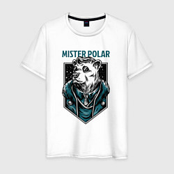 Футболка хлопковая мужская Mister Polar in glasses, цвет: белый