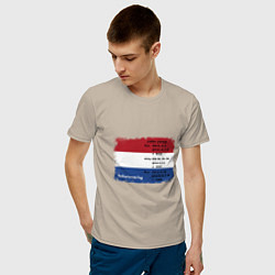 Футболка хлопковая мужская Для дизайнера Флаг Нидерландов, цвет: миндальный — фото 2