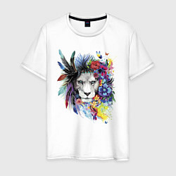 Футболка хлопковая мужская Color lion!, цвет: белый