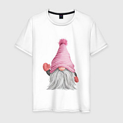 Мужская футболка Милый гном в розовой шапке