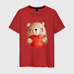 Мужская футболка Мишка с сердечком с валентинкой