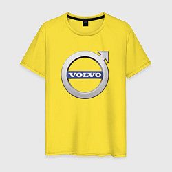 Футболка хлопковая мужская VOLVO лого, цвет: желтый