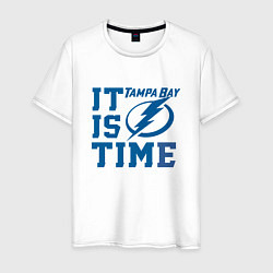 Футболка хлопковая мужская Tampa Bay Lightning Тампа Бэй Лайтнинг, цвет: белый