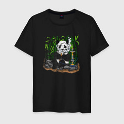 Футболка хлопковая мужская Панда с кальяном, цвет: черный