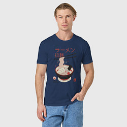 Футболка хлопковая мужская Японский стиль рамен, цвет: тёмно-синий — фото 2