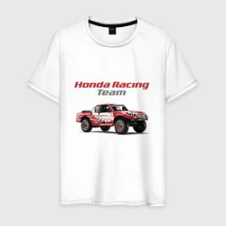 Футболка хлопковая мужская Honda racing team, цвет: белый