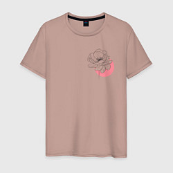 Мужская футболка Pink flower from lines