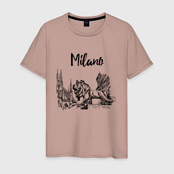 Футболка хлопковая мужская Италия Милан, цвет: пыльно-розовый