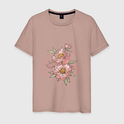 Мужская футболка Нежные розовые цветы