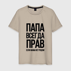 Мужская футболка Папа всегда прав, пока мамы нет рядом!