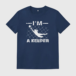 Футболка хлопковая мужская Я вратарь, цвет: тёмно-синий