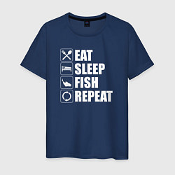 Мужская футболка Есть Спать Рыбалка Повторить